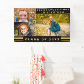 Chic Gold Black Stripes Afstuderen Foto Spandoek (Insitu)