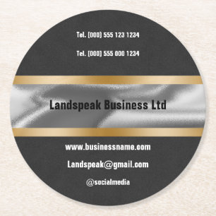 Chic Gold Black Suede Promoting Business Ronde Kartonnen Onderzetter