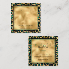 Chic Gold Blauwgroen leopard-printerkaart Vierkante Visitekaartje