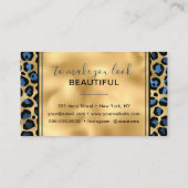 Chic Gold Blue Leopard Print Mode Trendy Modern Visitekaartje (Achterkant)