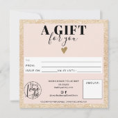 Chic Gold blush roze vierkant cadeaubon logo (Voorkant)