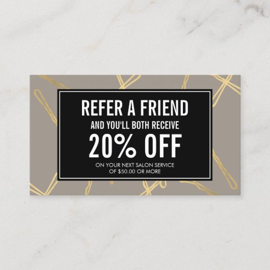 Chic Gold Bobby Pins Coiffeur Salon Grey Carte de  (Devant)