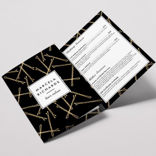 Chic Gold Bobby Pins Salon de cheveux Brochure noi