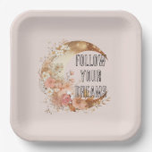 Chic Gold Boho Blush Roze Bloemen Verjaardag Papieren Bordje (Voorkant)