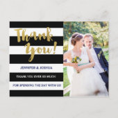 Chic Gold | Bold Black Stripe Foto Dank u Briefkaart (Voorkant)
