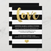 Chic Gold | Bold Black Stripe Weddenschap Kaart (Voorkant / Achterkant)