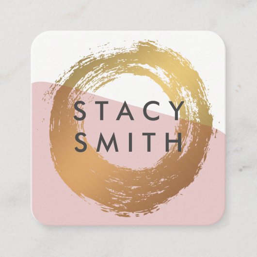 Chic Gold Borhed Modern Color Block Vierkante Visitekaartje (Voorkant)