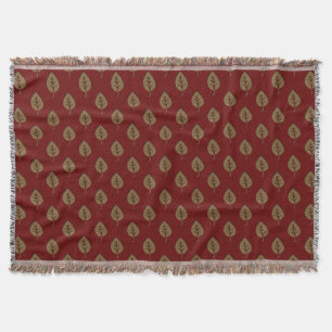 Chic Gold Bourgogne Red Leaf Gooi Deken