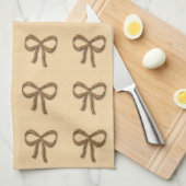 Chic Gold Bow Pattern Cream Beige Keuken Handdoek (Quarter Fold)