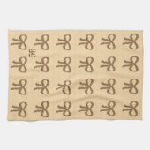 Chic Gold Bow Pattern Cream Beige Keuken Handdoek (Horizontaal)