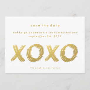 Chic Gold Brush Stroke XOXO Foto slaat de datum Save The Date