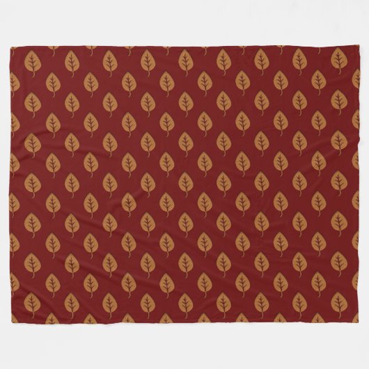 Chic Gold Burgundy Red Leaf Boho Throw Blanket Fleece Deken (Voorkant (Horizontaal))