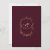Chic Gold Burgundy Script Faire-part de mariage (Dos)