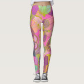 Chic Gold Butterfly Turquoise Violet Leggings (Voorkant)