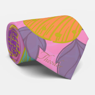 Chic Gold Butterfly Turquoise Violet Stropdas
