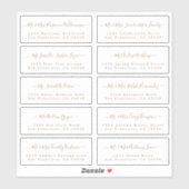 Chic Gold Calligraphie Mariage Étiquettes de adres (Feuille)