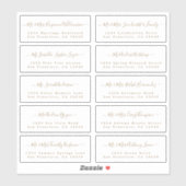 Chic Gold Calligraphy Wedding Guest Adresetiketten Sticker (Vel)