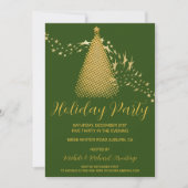 Chic Gold Christmas Tree Fête Invitation (Devant)