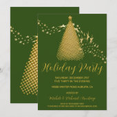 Chic Gold Christmas Tree Fête Invitation (Devant / Derrière)
