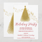 Chic Gold Christmas Tree Fête Invitation (Devant / Derrière)