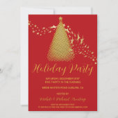 Chic Gold Christmas Tree Fête Invitation (Devant)