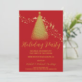 Chic Gold Christmas Tree Fête Invitation (Debout devant)