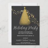 Chic Gold Christmas Tree Fête Invitation (Devant)