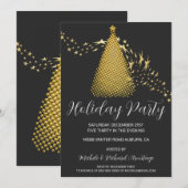 Chic Gold Christmas Tree Fête Invitation (Devant / Derrière)