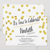 Chic Gold Confetti 90e anniversaire Invitation de  (Devant / Derrière)