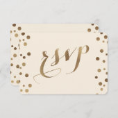 Chic Gold Confetti Love Champagne Wedding RSVP (Devant / Derrière)
