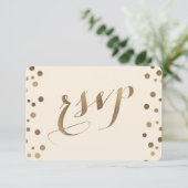 Chic Gold Confetti Love Champagne Wedding RSVP (Debout devant)