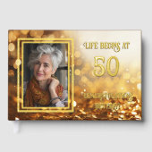 Chic Gold Confetti Photo Real Foil Anniversaire (Recto)