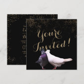 Chic Gold Confetti Wedding Birds Wedding Kaart (Voorkant / Achterkant)