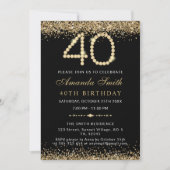 Chic Gold Diamonds 40th Birthday Party Invitation (Devant)