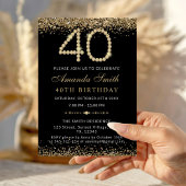 Chic Gold Diamonds 40th Birthday Party Invitation