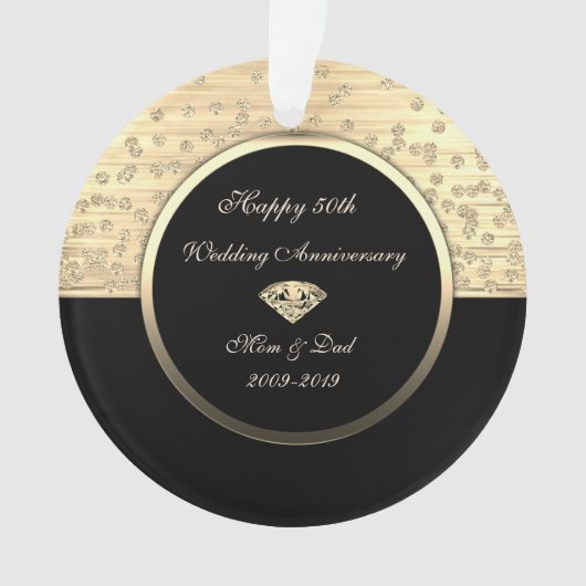Chic Gold Diamonds Black 50e anniversaire Mariage (devant)