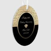 Chic Gold Diamonds Black 50th Wedding Jubileum Ornament (voorkant)