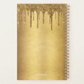 Chic Gold Dripping Glitter Monogram naam 2022 Planner (Achterkant)
