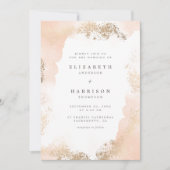 Chic Gold Dust & Blush Waterverf Wedding Kaart (Voorkant)