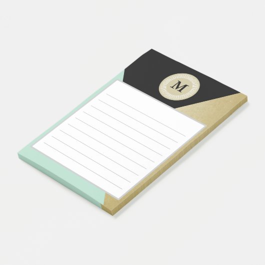 Chic Gold Effect Monogram Post It Notes (Schuin)