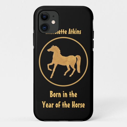 Chic Gold-effect-paard op zwarte achtergrond Case-Mate iPhone Case (Achterkant)