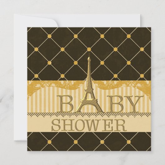 Chic Gold Eiffel Tower Baby shower Kaart (Voorkant)