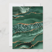 Chic Gold Emerald Green Agate Faire-part de mariag (Dos)