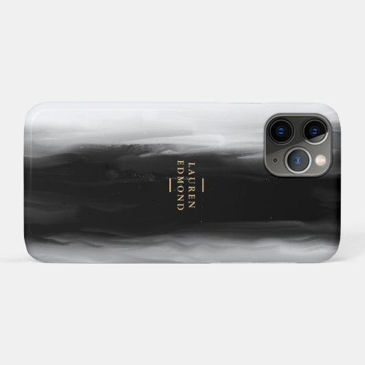 Chic Gold en Abstracte zwarte inktpenseelstreek Case-Mate iPhone Case (Achterkant (horizontaal))