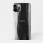 Chic Gold en Abstracte zwarte inktpenseelstreek Case-Mate iPhone Case (Achterkant)