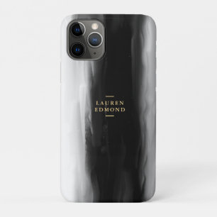 Chic Gold en Abstracte zwarte inktpenseelstreek iPhone 11 Pro Hoesje