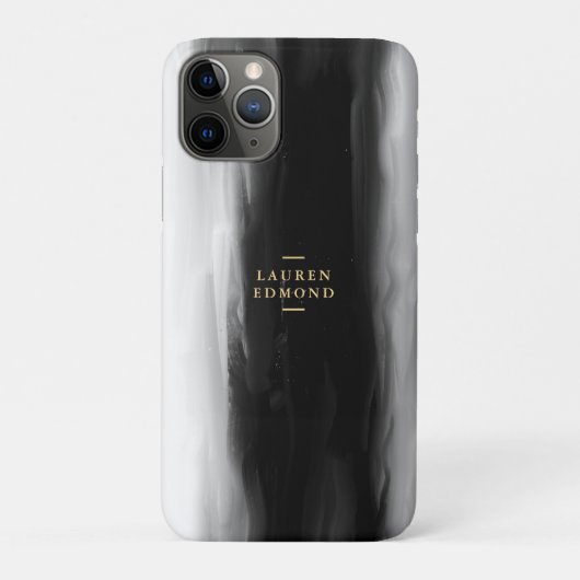 Chic Gold en Abstracte zwarte inktpenseelstreek Case-Mate iPhone Case (Achterkant)