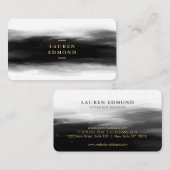 Chic Gold en Abstracte zwarte inktpenseelstreken Visitekaartje (Voorkant / Achterkant)