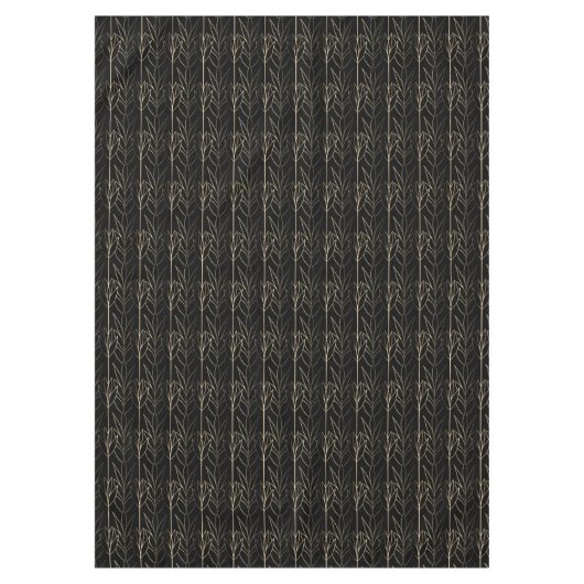 Chic Gold en Black Art Deco Leafy Pattern Classy Tafelkleed (Voorkant)