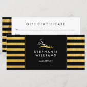 Chic Gold en Black Hair Salon-cadeaubon (Voorkant / Achterkant)